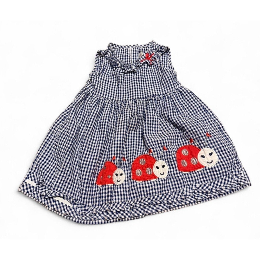 Y2K Gingham ladybug girls dress